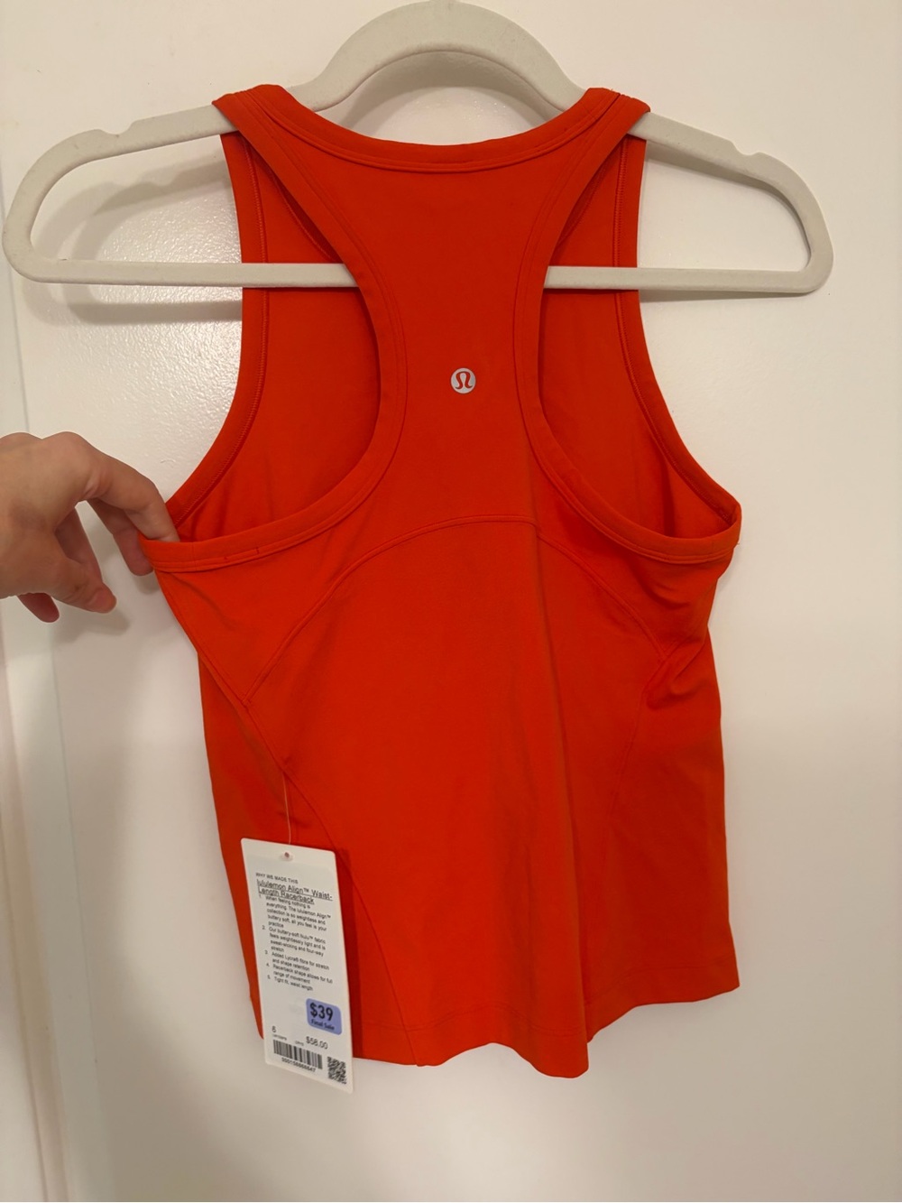 NWT: $58 LULULEMON Align Waist-Length Racerback, Size 6, Cherry Ember (Red)